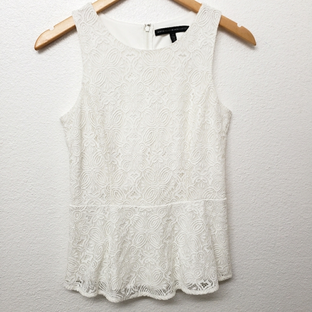 White House Black Market Peplum Lace Layer Top Size 2